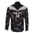 Custom New Zealand Silver Fern Football Long Sleeve Button Shirt Go Aotearoa Grunge Black - Polynesian Pride