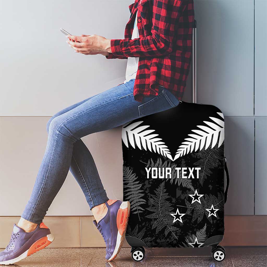 Custom New Zealand Silver Fern Football Luggage Cover Go Aotearoa Grunge Black - Polynesian Pride