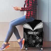 Custom New Zealand Silver Fern Football Luggage Cover Go Aotearoa Grunge Black - Polynesian Pride