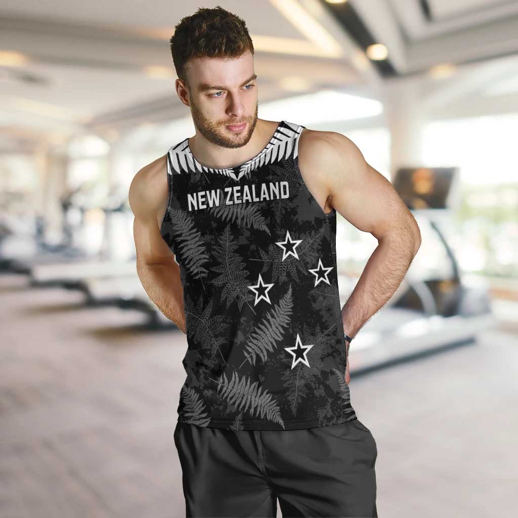 Custom New Zealand Silver Fern Football Men Tank Top Go Aotearoa Grunge Black - Polynesian Pride