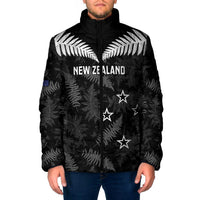 Custom New Zealand Silver Fern Football Padded Jacket Go Aotearoa Grunge Black - Polynesian Pride