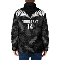 Custom New Zealand Silver Fern Football Padded Jacket Go Aotearoa Grunge Black - Polynesian Pride