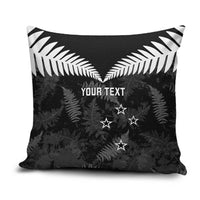 Custom New Zealand Silver Fern Football Pillow Cover Go Aotearoa Grunge Black - Polynesian Pride