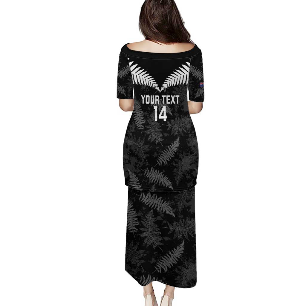 Custom New Zealand Silver Fern Football Puletasi Go Aotearoa Grunge Black - Polynesian Pride