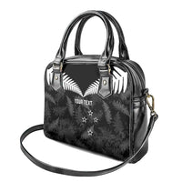 Custom New Zealand Silver Fern Football Shoulder Handbag Go Aotearoa Grunge Black - Polynesian Pride