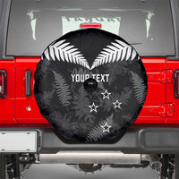 Custom New Zealand Silver Fern Football Spare Tire Cover Go Aotearoa Grunge Black - Polynesian Pride