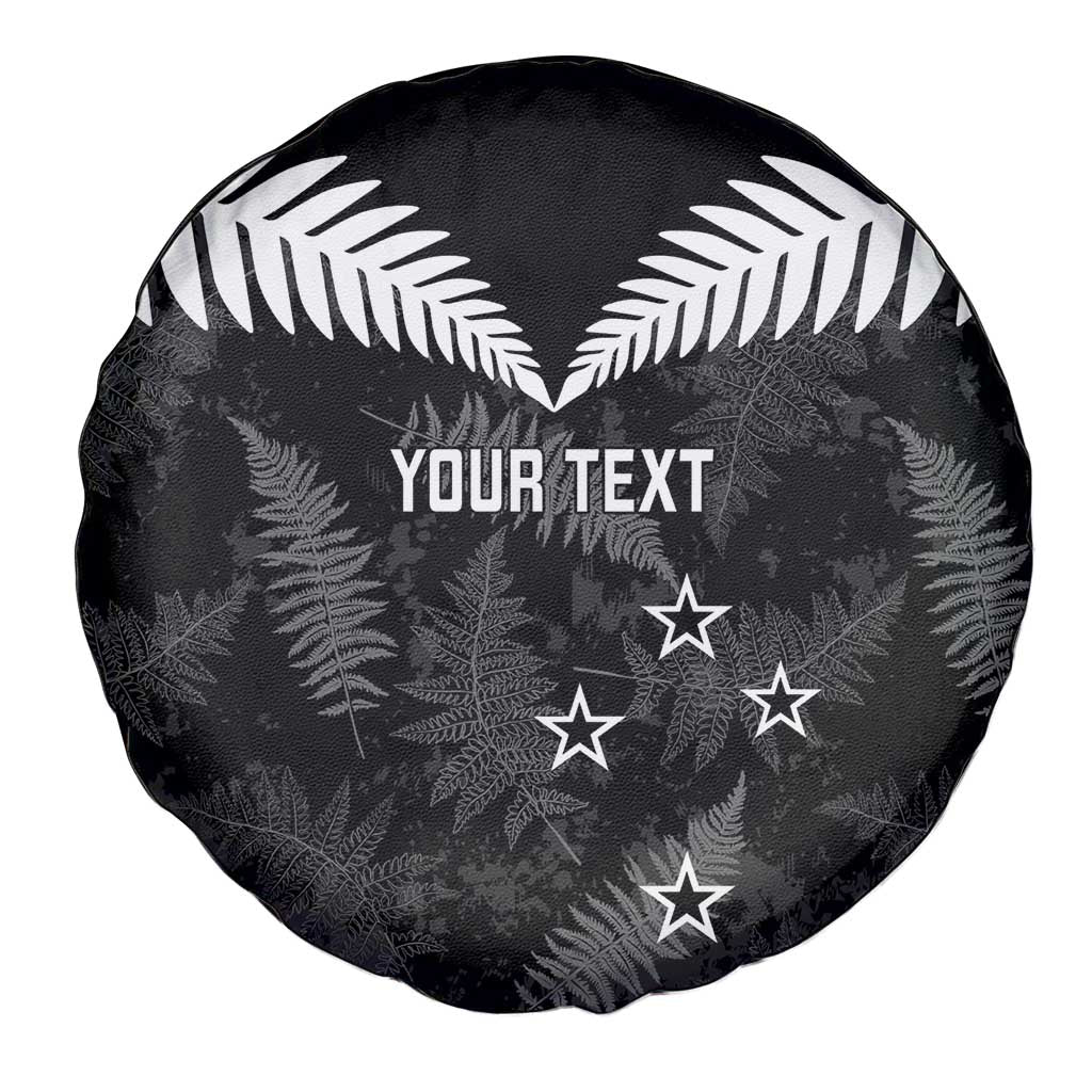 Custom New Zealand Silver Fern Football Spare Tire Cover Go Aotearoa Grunge Black - Polynesian Pride