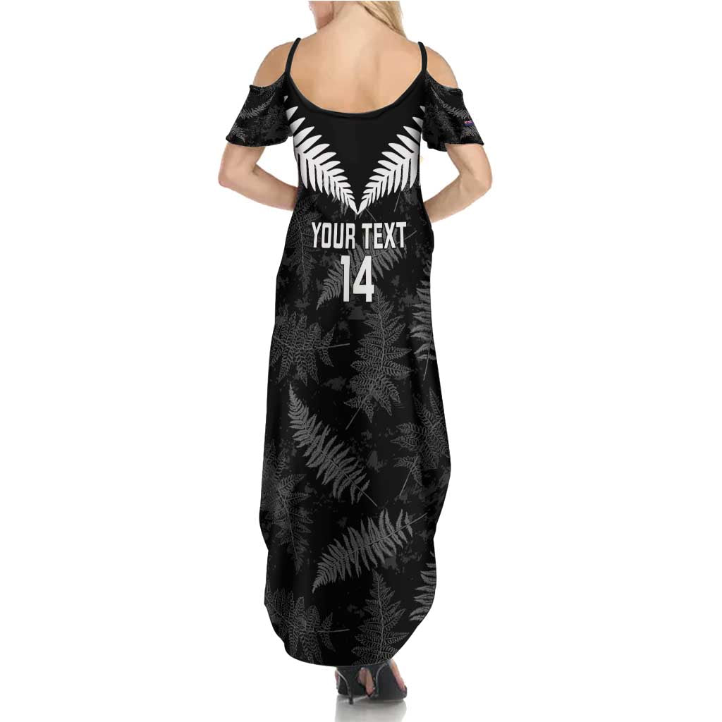 Custom New Zealand Silver Fern Football Summer Maxi Dress Go Aotearoa Grunge Black - Polynesian Pride