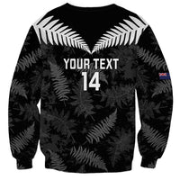 Custom New Zealand Silver Fern Football Sweatshirt Go Aotearoa Grunge Black - Polynesian Pride