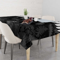 Custom New Zealand Silver Fern Football Tablecloth Go Aotearoa Grunge Black - Polynesian Pride
