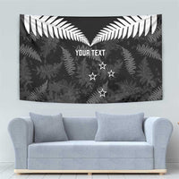 Custom New Zealand Silver Fern Football Tapestry Go Aotearoa Grunge Black - Polynesian Pride