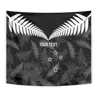 Custom New Zealand Silver Fern Football Tapestry Go Aotearoa Grunge Black - Polynesian Pride