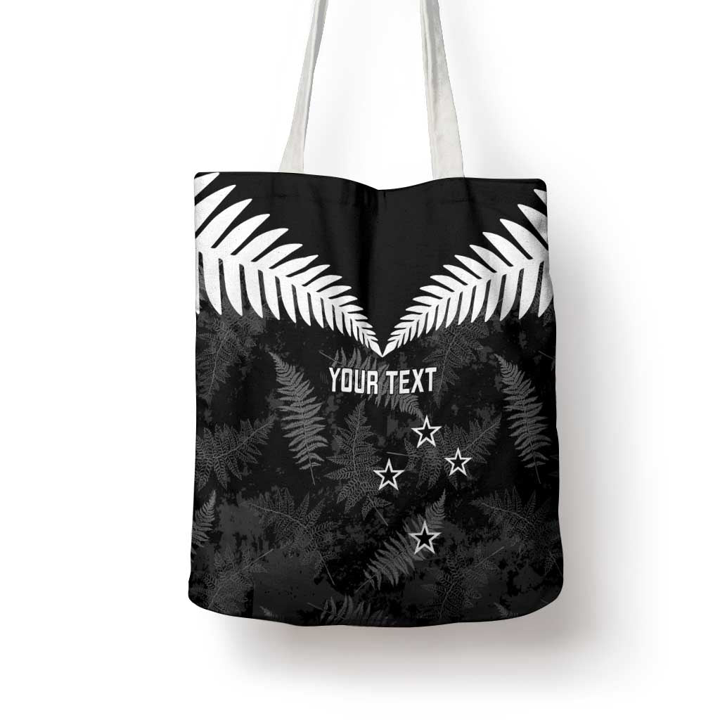 Custom New Zealand Silver Fern Football Tote Bag Go Aotearoa Grunge Black - Polynesian Pride