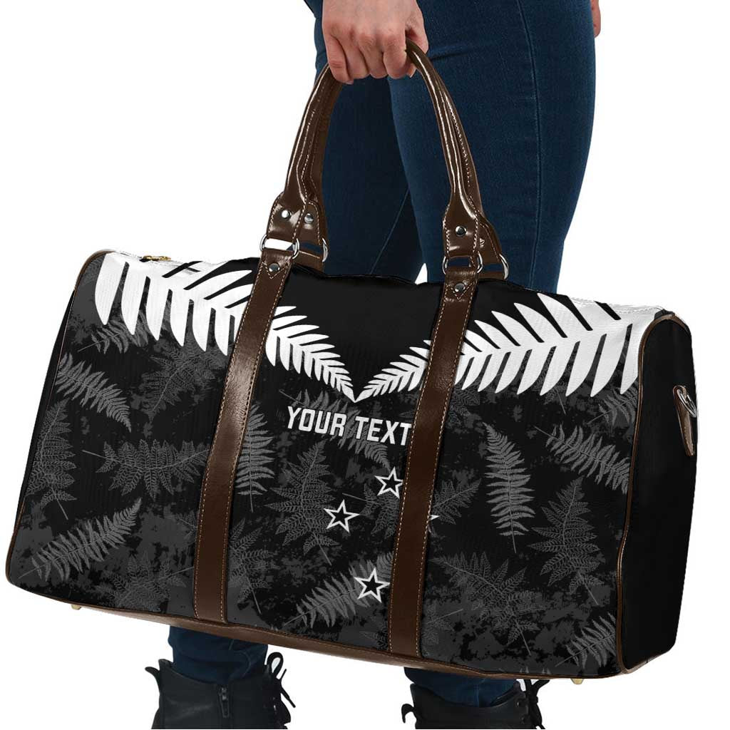 Custom New Zealand Silver Fern Football Travel Bag Go Aotearoa Grunge Black - Polynesian Pride
