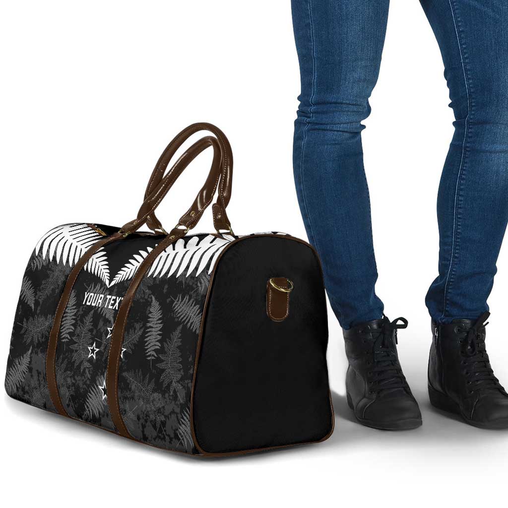Custom New Zealand Silver Fern Football Travel Bag Go Aotearoa Grunge Black - Polynesian Pride