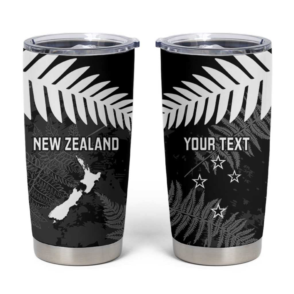 Custom New Zealand Silver Fern Football Tumbler Cup Go Aotearoa Grunge Black - Polynesian Pride
