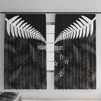 Custom New Zealand Silver Fern Football Window Curtain Go Aotearoa Grunge Black - Polynesian Pride
