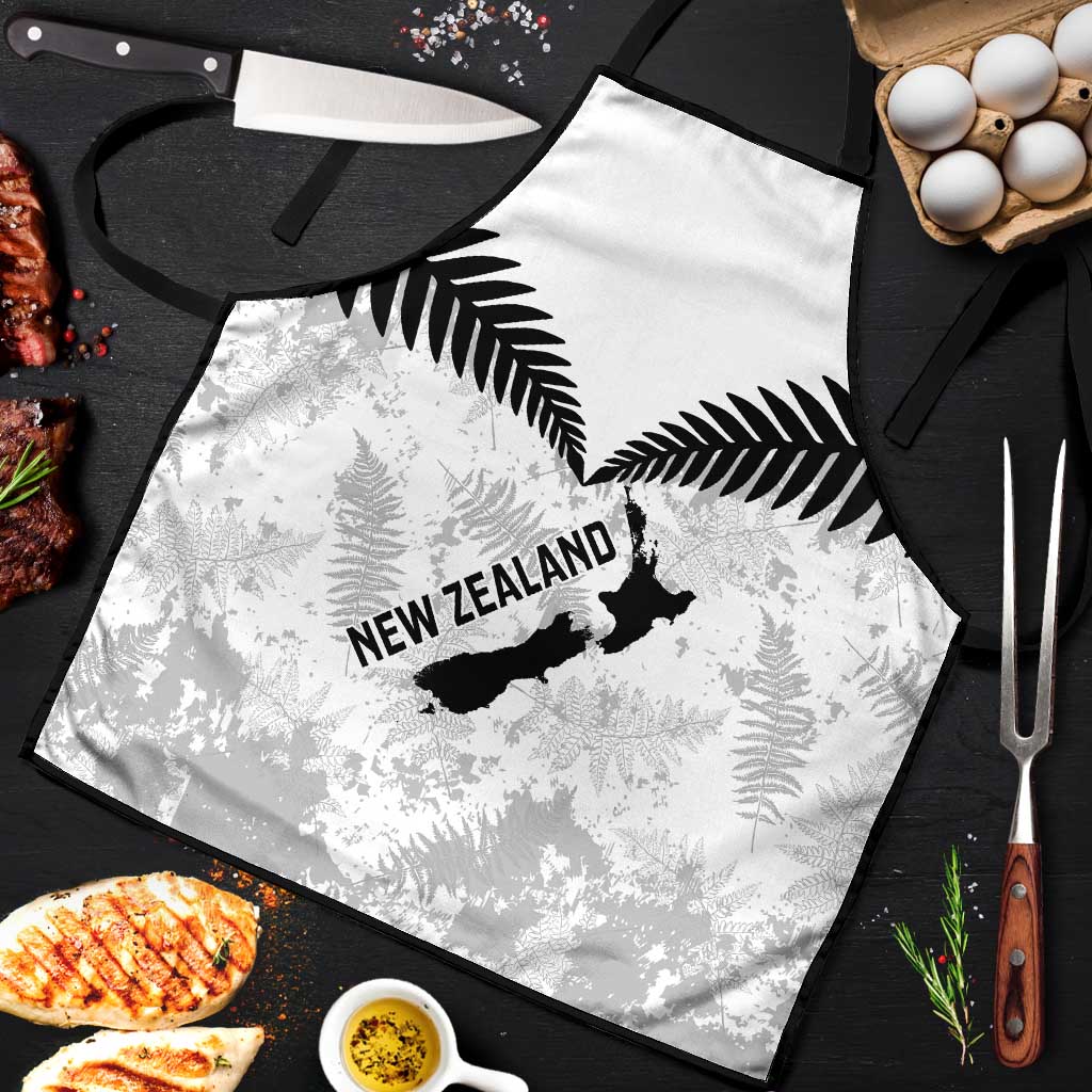 Custom New Zealand Silver Fern Football Apron Go Aotearoa Grunge White - Polynesian Pride