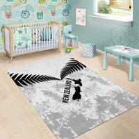 Custom New Zealand Silver Fern Football Area Rug Go Aotearoa Grunge White - Polynesian Pride