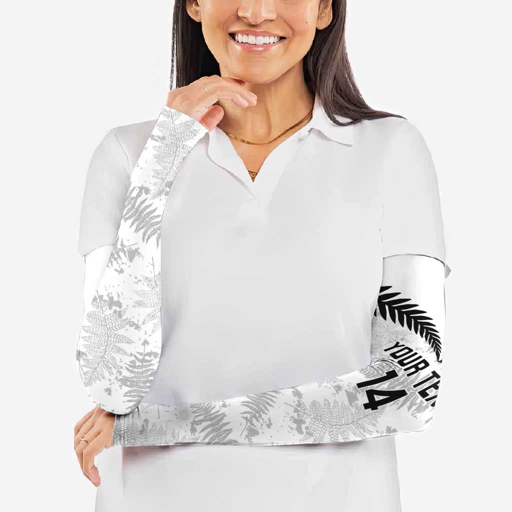 Custom New Zealand Silver Fern Football Arm Sleeves Go Aotearoa Grunge White - Polynesian Pride