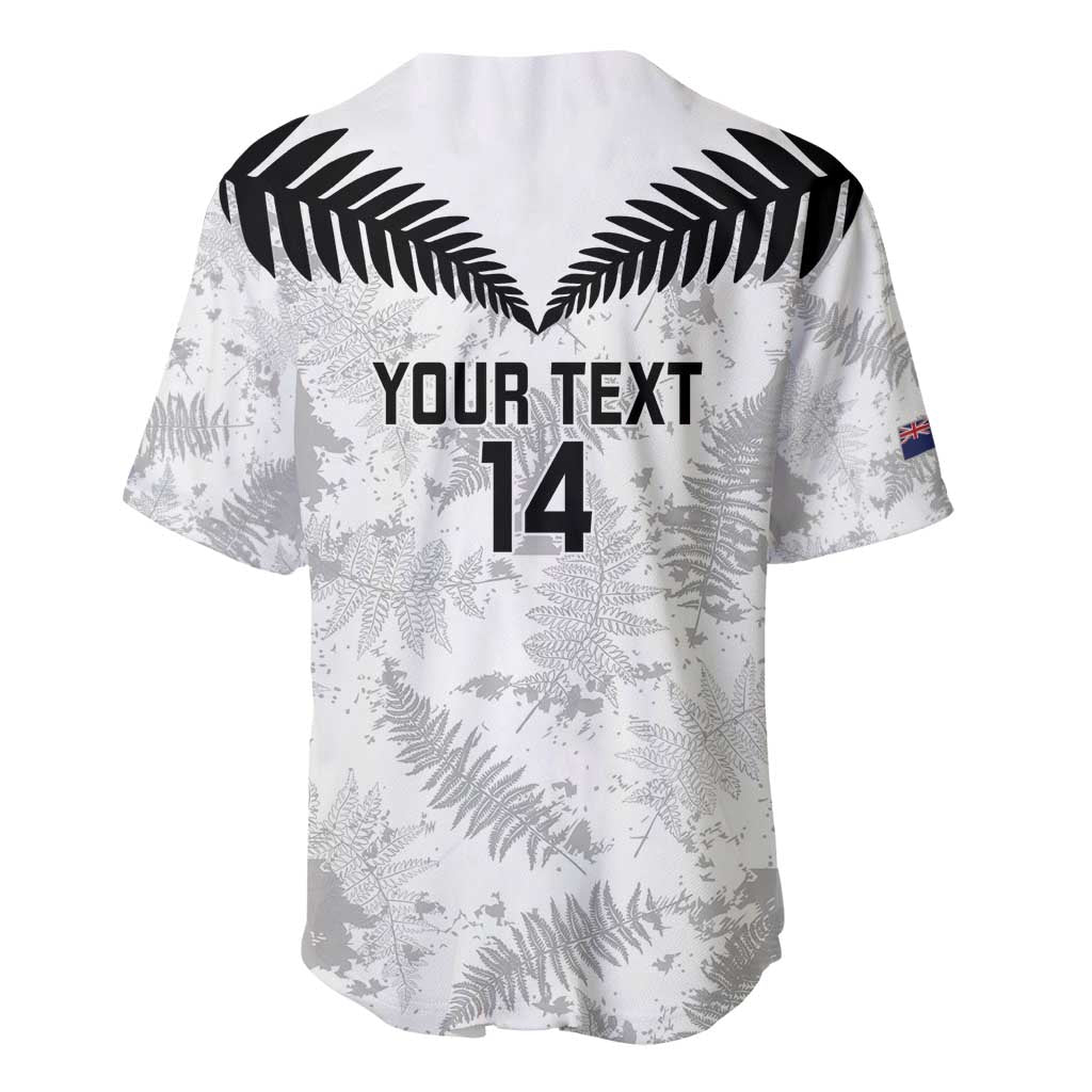 Custom New Zealand Silver Fern Football Baseball Jersey Go Aotearoa Grunge White - Polynesian Pride
