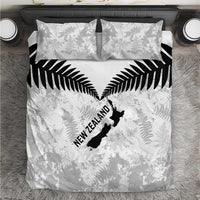 Custom New Zealand Silver Fern Football Bedding Set Go Aotearoa Grunge White - Polynesian Pride