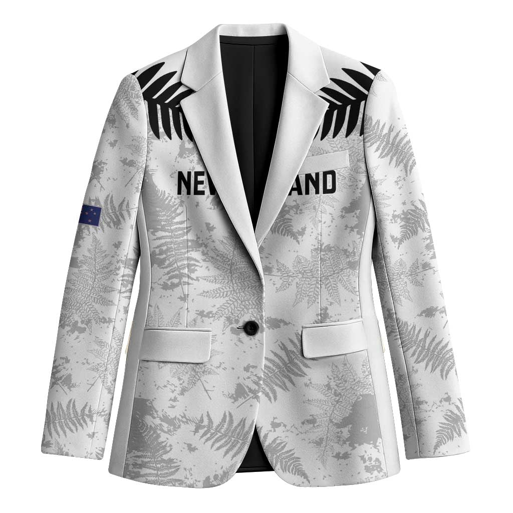 Custom New Zealand Silver Fern Football Blazer Go Aotearoa Grunge White - Polynesian Pride