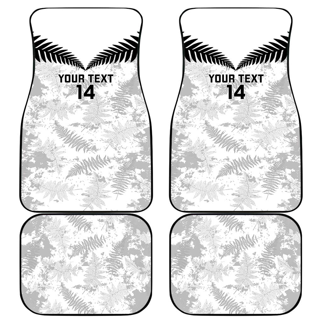 Custom New Zealand Silver Fern Football Car Mats Go Aotearoa Grunge White - Polynesian Pride