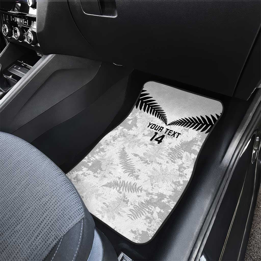 Custom New Zealand Silver Fern Football Car Mats Go Aotearoa Grunge White - Polynesian Pride