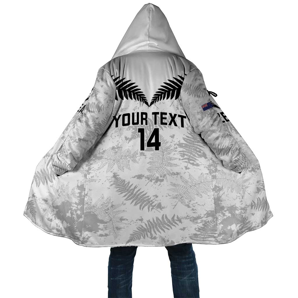Custom New Zealand Silver Fern Football Cloak Go Aotearoa Grunge White - Polynesian Pride