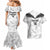 Custom New Zealand Silver Fern Football Couples Matching Mermaid Dress and Hawaiian Shirt Go Aotearoa Grunge White - Polynesian Pride