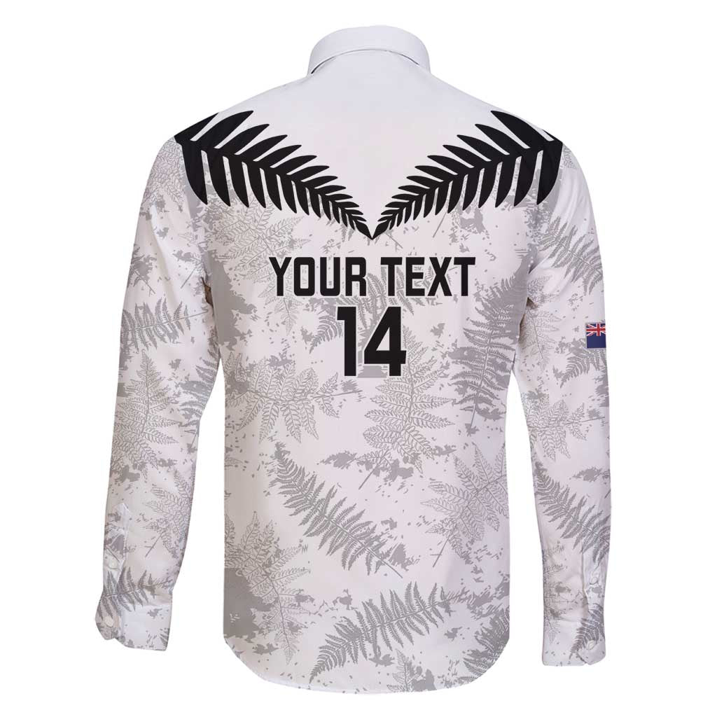 Custom New Zealand Silver Fern Football Family Matching Mermaid Dress and Hawaiian Shirt Go Aotearoa Grunge White - Polynesian Pride