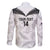 Custom New Zealand Silver Fern Football Family Matching Off The Shoulder Long Sleeve Dress and Hawaiian Shirt Go Aotearoa Grunge White - Polynesian Pride