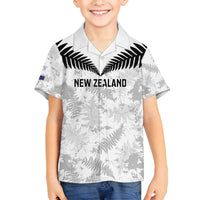 Custom New Zealand Silver Fern Football Family Matching Off Shoulder Maxi Dress and Hawaiian Shirt Go Aotearoa Grunge White - Polynesian Pride