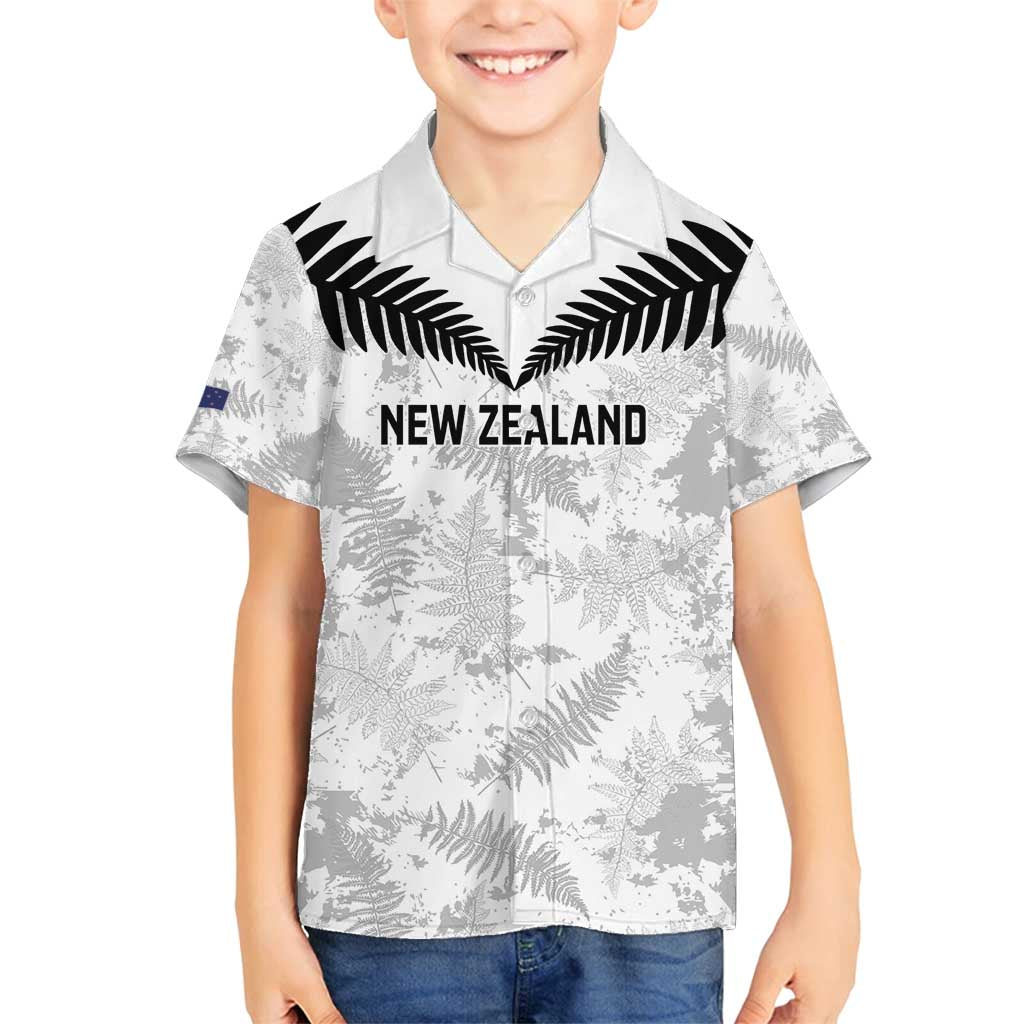 Custom New Zealand Silver Fern Football Family Matching Puletasi and Hawaiian Shirt Go Aotearoa Grunge White - Polynesian Pride