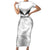 Custom New Zealand Silver Fern Football Family Matching Short Sleeve Bodycon Dress and Hawaiian Shirt Go Aotearoa Grunge White - Polynesian Pride