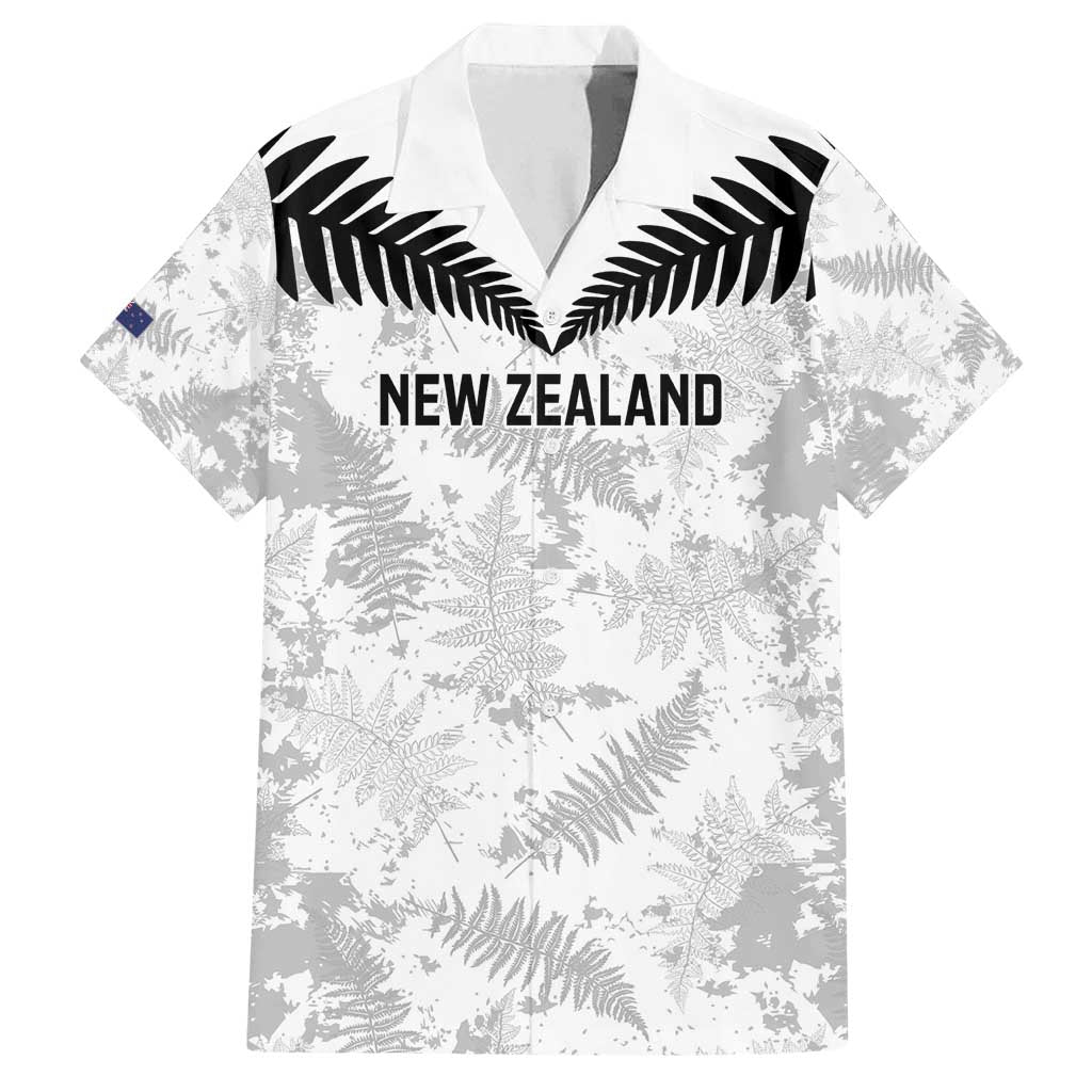 Custom New Zealand Silver Fern Football Family Matching Tank Maxi Dress and Hawaiian Shirt Go Aotearoa Grunge White - Polynesian Pride
