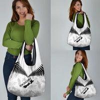 Custom New Zealand Silver Fern Football Grocery Bag Go Aotearoa Grunge White - Polynesian Pride