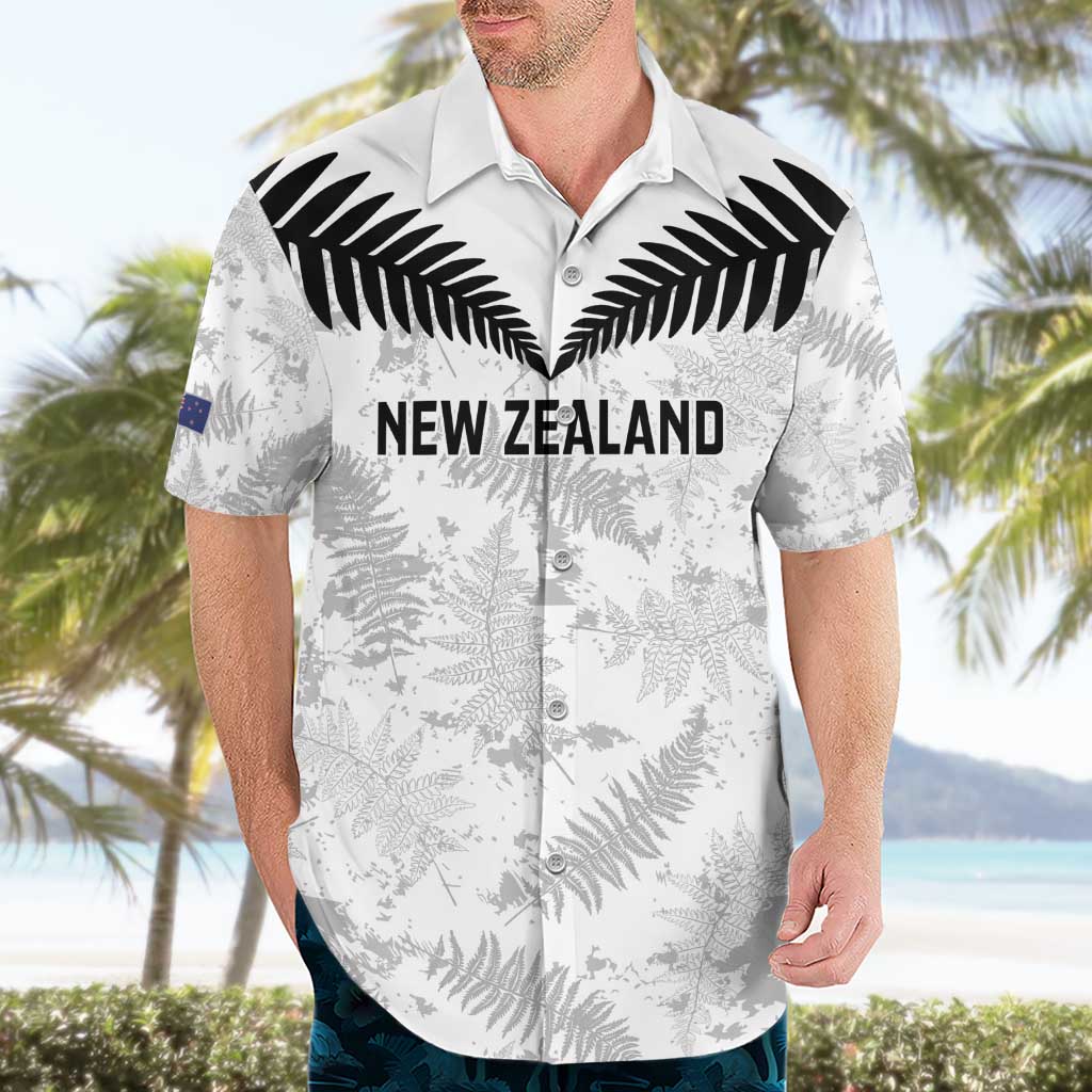 Custom New Zealand Silver Fern Football Hawaiian Shirt Go Aotearoa Grunge White - Polynesian Pride