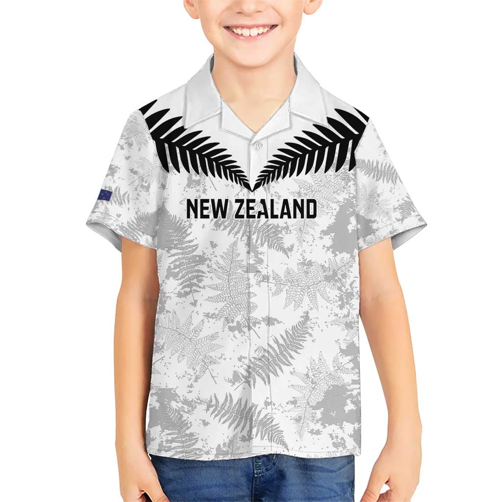 Custom New Zealand Silver Fern Football Hawaiian Shirt Go Aotearoa Grunge White - Polynesian Pride