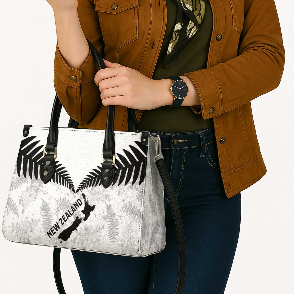 Custom New Zealand Silver Fern Football Leather Bag Go Aotearoa Grunge White - Polynesian Pride