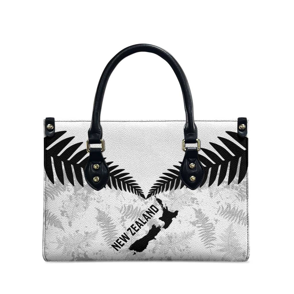 Custom New Zealand Silver Fern Football Leather Bag Go Aotearoa Grunge White - Polynesian Pride