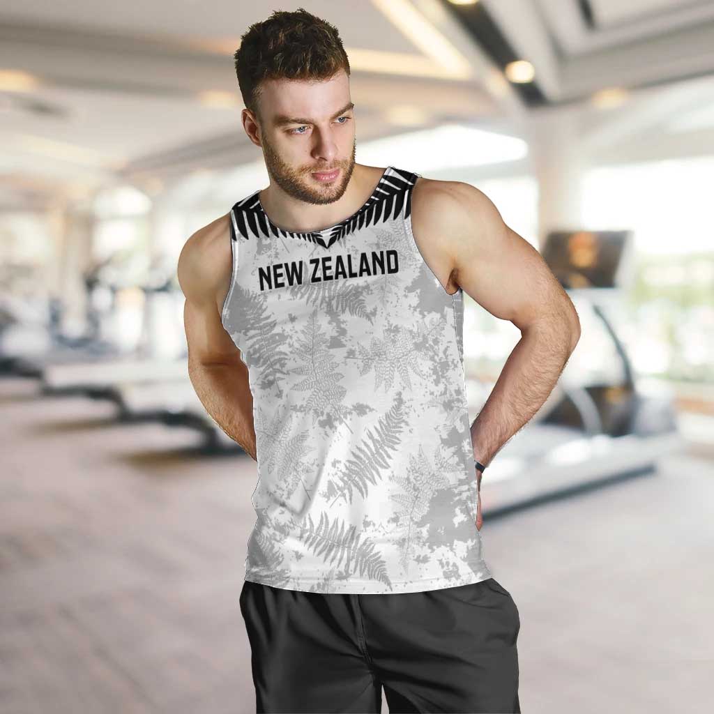Custom New Zealand Silver Fern Football Men Tank Top Go Aotearoa Grunge White - Polynesian Pride