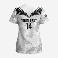 Custom New Zealand Silver Fern Football Scrub Top Go Aotearoa Grunge White - Polynesian Pride