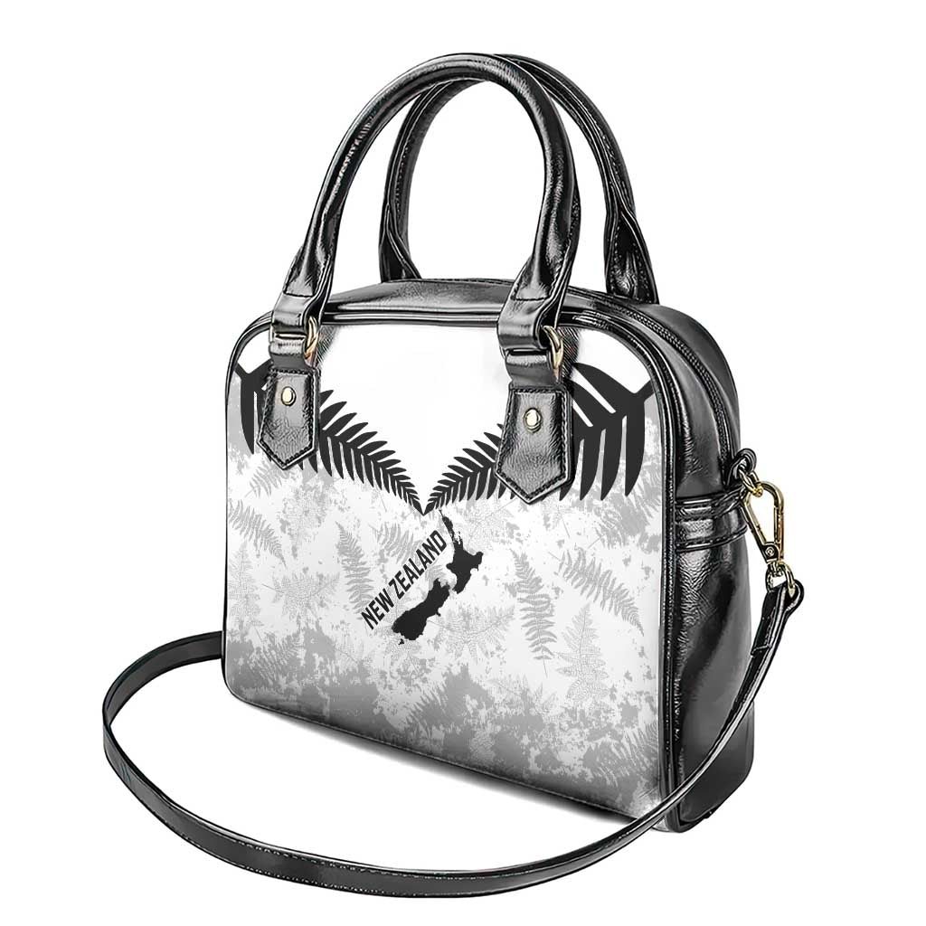 Custom New Zealand Silver Fern Football Shoulder Handbag Go Aotearoa Grunge White - Polynesian Pride
