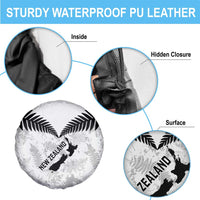 Custom New Zealand Silver Fern Football Spare Tire Cover Go Aotearoa Grunge White - Polynesian Pride