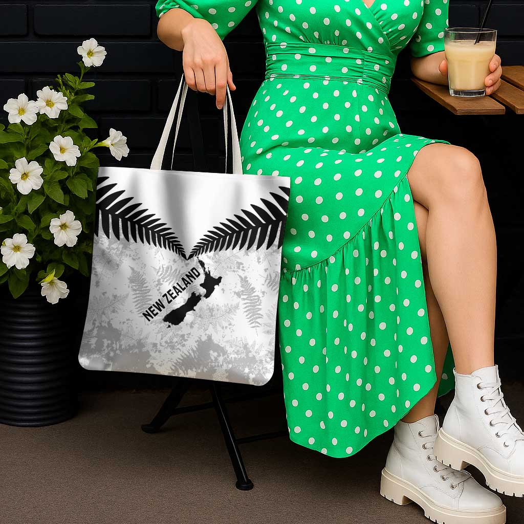 Custom New Zealand Silver Fern Football Tote Bag Go Aotearoa Grunge White - Polynesian Pride