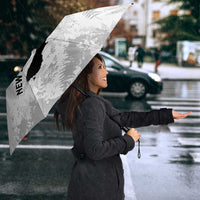 Custom New Zealand Silver Fern Football Umbrella Go Aotearoa Grunge White - Polynesian Pride