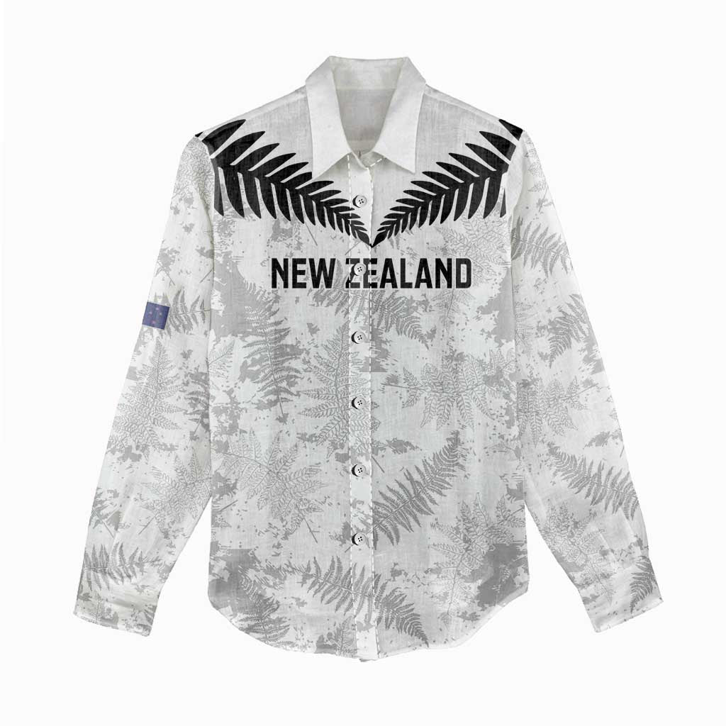 Custom New Zealand Silver Fern Football Women Casual Shirt Go Aotearoa Grunge White - Polynesian Pride
