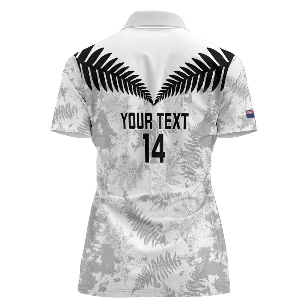 Custom New Zealand Silver Fern Football Women Polo Shirt Go Aotearoa Grunge White - Polynesian Pride